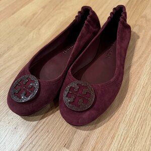 NWT TORY BURCH Minnie Burgundy Travel Ballet Flat SZ 9